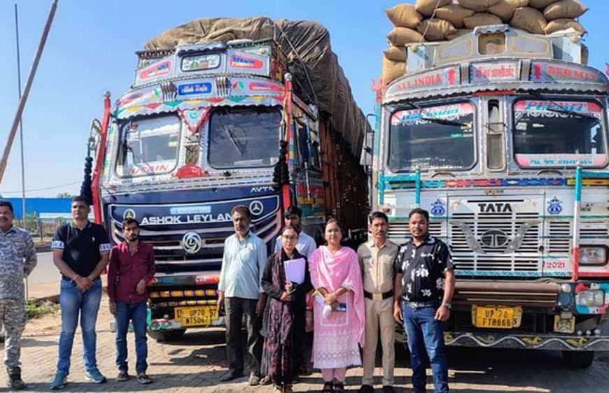 चिल्फी में दो ट्रकों से 647 क्विंटल अवैध धान जब्त, सीमावर्ती इलाकों में सख्त निगरानी