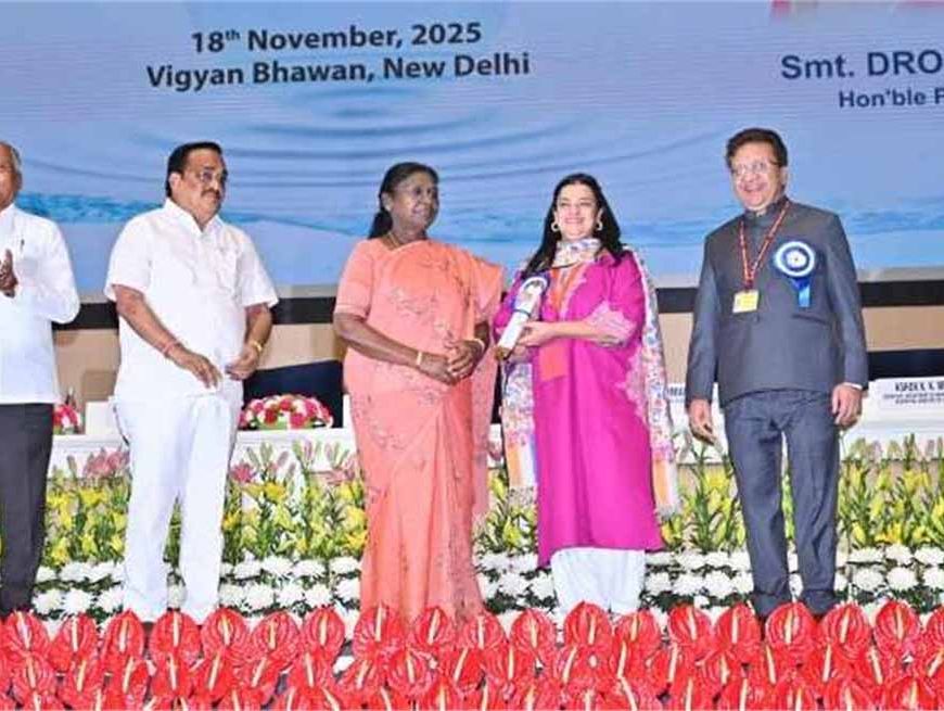 6वें राष्ट्रीय जल पुरस्कार समारोह में हरियाणा को मिला तीसरा स्थान, राष्ट्रपति ने श्रुति चौधरी को किया सम्मानित