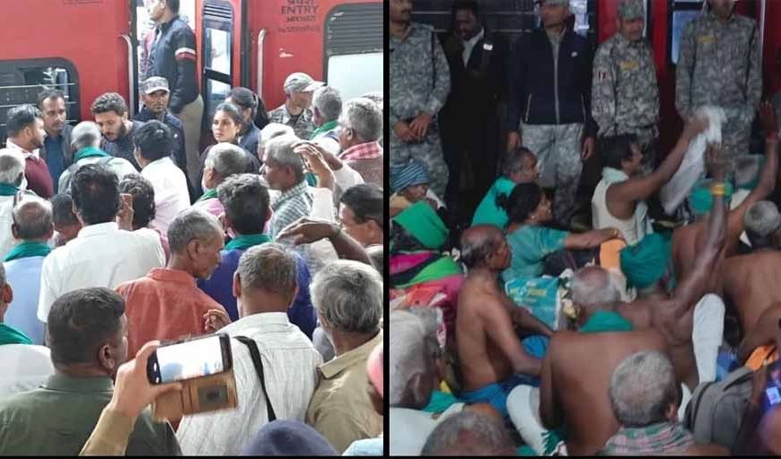 नर्मदापुरम में हाई-वोल्टेज ड्रामा: दिल्ली जा रहे 100 किसानों को ट्रेन से उतारा, स्टेशन पर अर्द्धनग्न प्रदर्शन