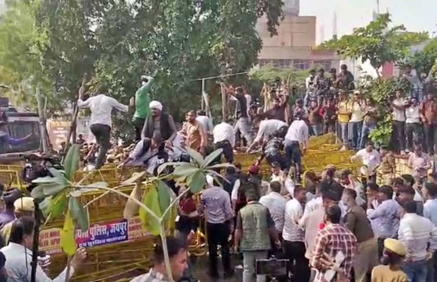 सीएम आवास घेराव से पहले हंगामा, पुलिस और युवा कांग्रेस कार्यकर्ताओं में धक्का-मुक्की