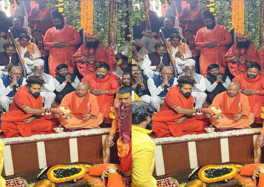 सीएम योगी ने किया मां गंगा का पूजन, बड़े हनुमान के चरणों में झुकाया शीश