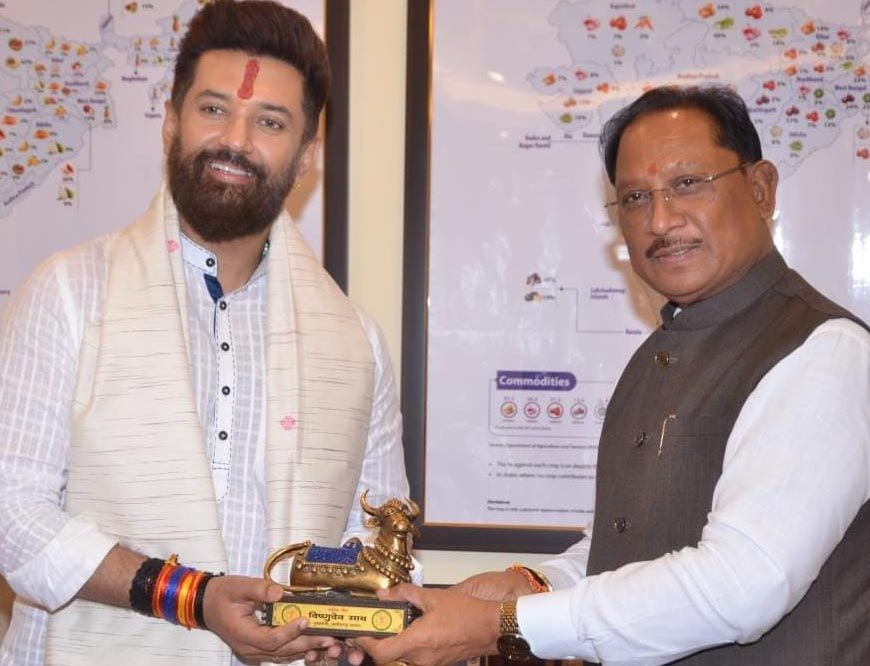 रायपुर : मुख्यमंत्री  विष्णुदेव साय की केंद्रीय मंत्री  चिराग पासवान के साथ अहम मुलाकात, राज्य में खाद्य प्रसंस्करण को मिलेगी नई दिशा