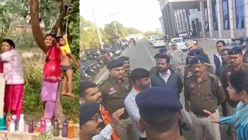 पेड़ पर छात्र को लटकाने का मामला: एबीवीपी का उग्र प्रदर्शन, कलेक्ट्रेट का मेन गेट तोड़ा, SDM बोली - ‘आग लगा दो’