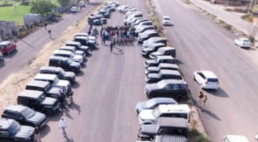 राजधानी में काली थार का कहर: चालान कटने के बाद सड़कें जाम, जब्त वाहनों की कतारें लंबी