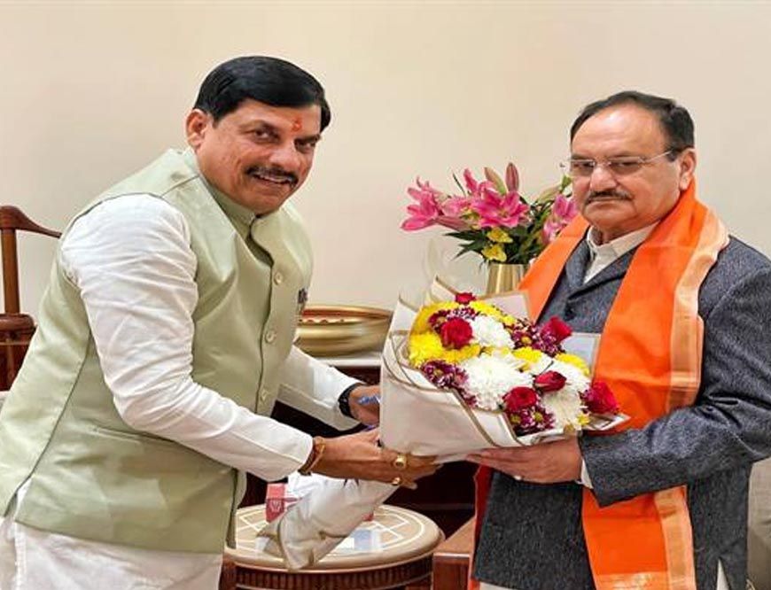 मुख्यमंत्री डॉ. यादव ने केंद्रीय स्वास्थ्य मंत्री  नड्डा से की भेंट
