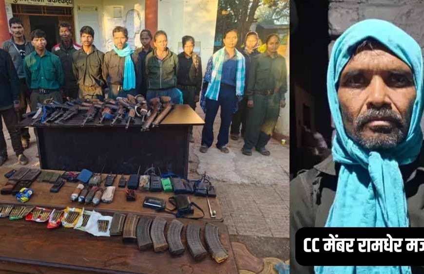 CC मेंबर रामधेर समेत 12 नक्सलियों ने किया आत्मसमर्पण, तीन राज्यों का नेटवर्क ध्वस्त