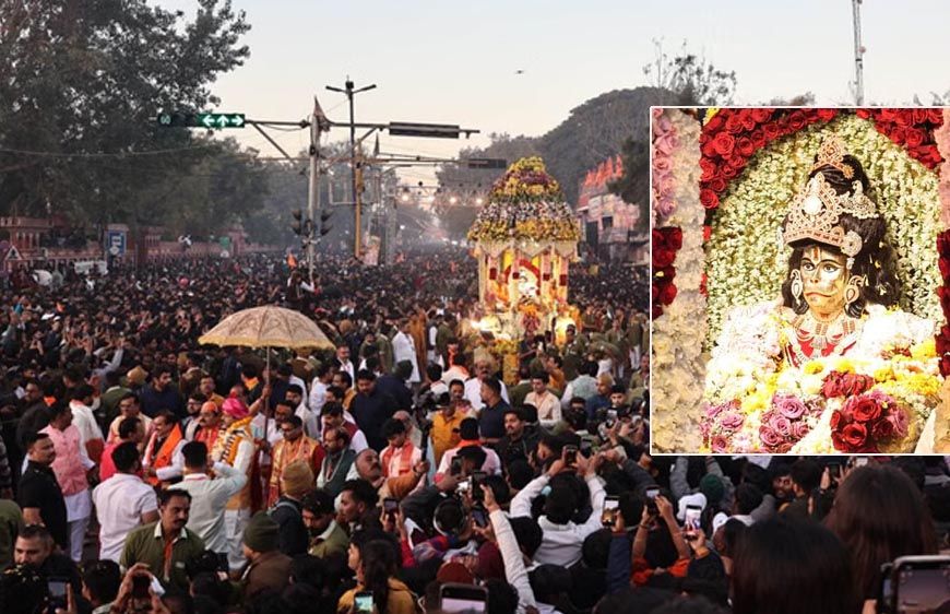 रणजीत हनुमान प्रभातफेरी: रामायण आधारित झांकियों के साथ चला बाबा रणजीत का रथ, 7 लाख श्रद्धालुओं ने लिया भाग