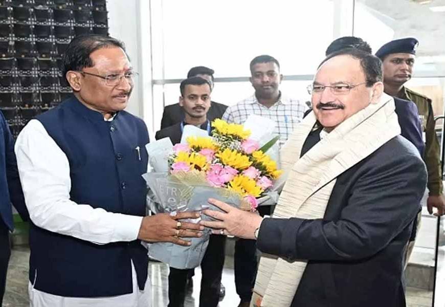 रायपुर में जेपी नड्डा का भव्य स्वागत, एयरपोर्ट पर सीएम साय ने किया अभिवादन
