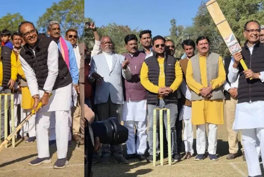केंद्रीय मंत्री शिवराज सिंह चौहान ने थामा बल्ला, लगाए चौके-छक्के—देखें वायरल वीडियो