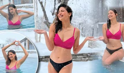 ठंड के बीच एक्ट्रेस अहाना कुमरा का बिकिनी पोज, पूल में 4 डिग्री में किया जलवा