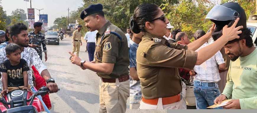 यातायात जागरूकता की मिसाल: पुलिस ने दी समझाइश, नियम मानने वालों को मुफ्त हेलमेट