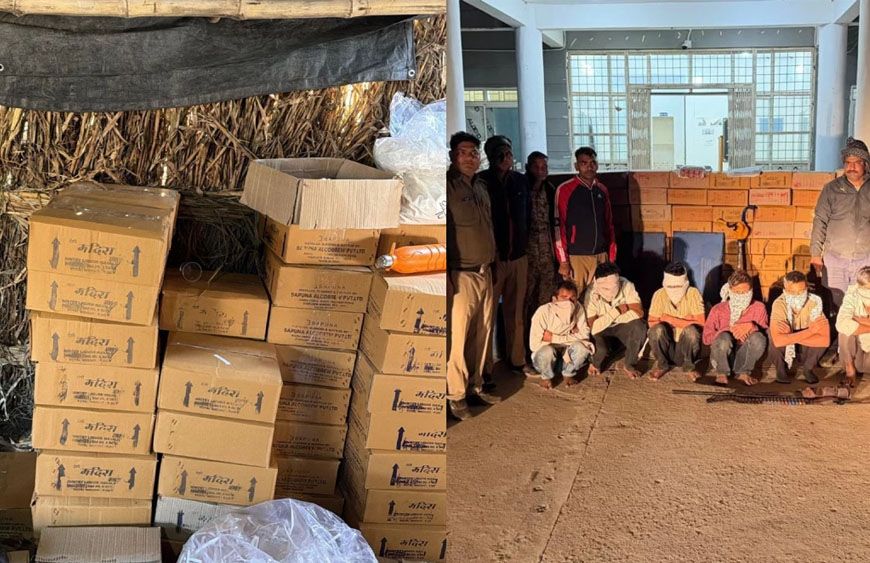 मुरैना में नकली शराब प्लांट का भंडाफोड़, 600 लीटर स्प्रिट, राइफल और चार कारतूस बरामद