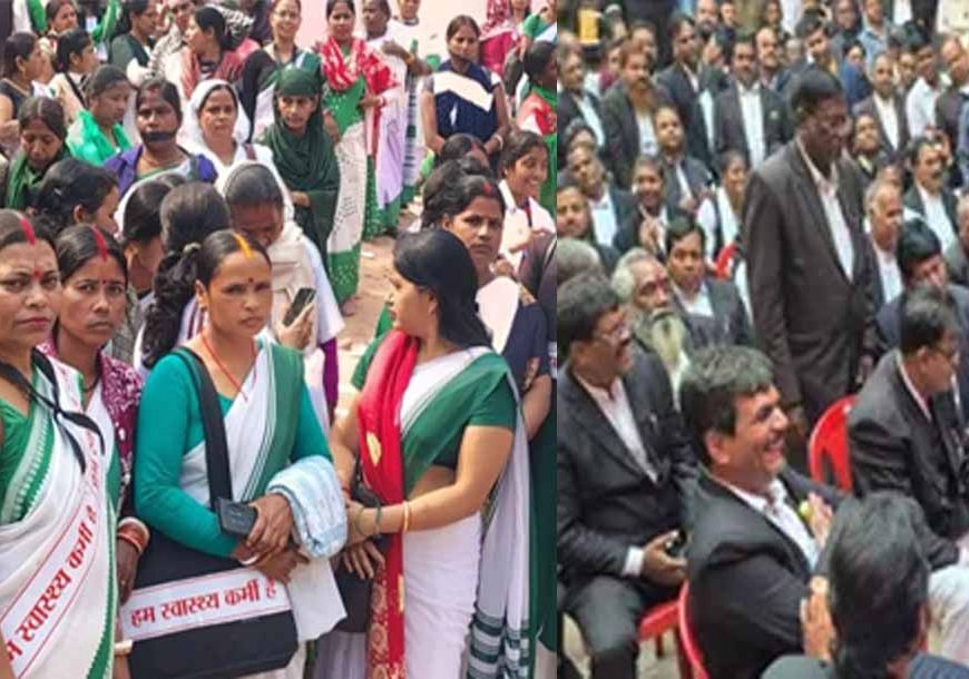 बाउंड्री वॉल विवाद में वकीलों का पेन डाउन, स्वास्थ्य कर्मियों के भी धरने पर बैठने से अस्पताल ठप