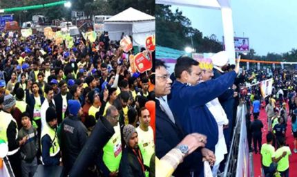 एयू मैराथन को CM ने दिखाई हरी झंडी, मिलिंद सोमन संग दौड़ा जयपुर