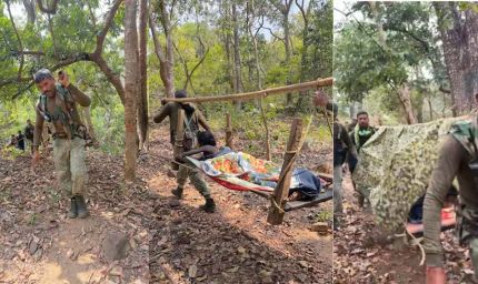 नक्सलगढ़ पुरंगेल में सुरक्षाबलों ने दिखाया साहस, आग से झुलसी महिला का किया रेस्क्यू, चारपाई पर लाकर पहुंचाया