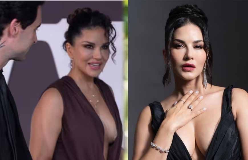 Oops मोमेंट का शिकार हुईं सनी लियोनी, पति ने तुरंत संभाला