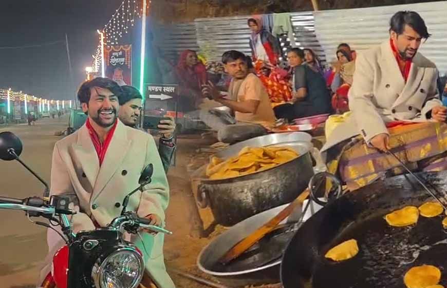 रात 3:30 बजे बागेश्वर महाराज ने अन्नपूर्णा मंडप में खुद संभाली भट्टी, प्रसादी की पूरियां तैयार