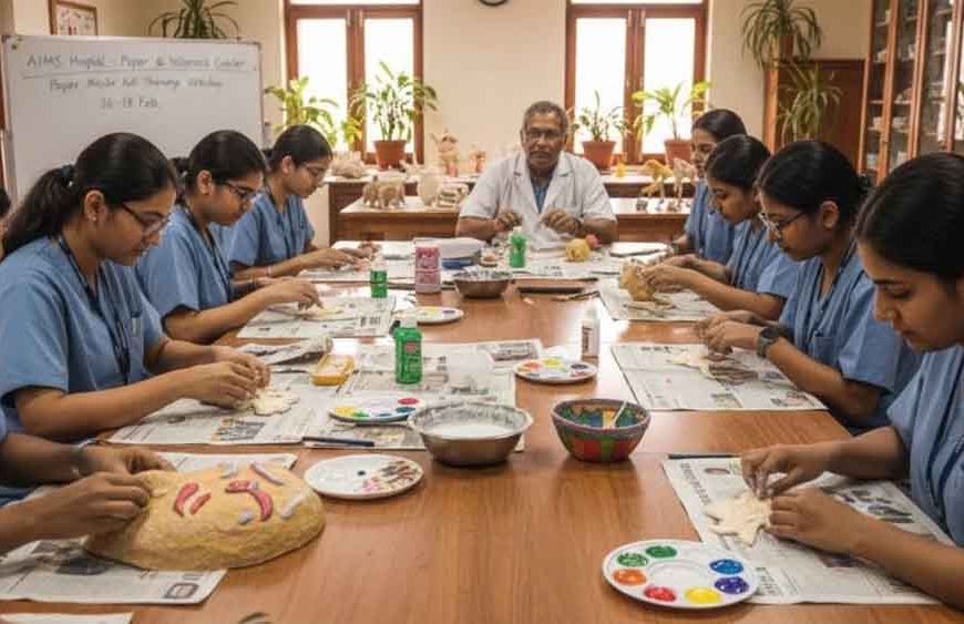 AIIMS Bhopal में नई पहल: आर्ट थैरेपी से तनाव होगा दूर, रद्दी अखबारों से बनेगी रचनात्मकता