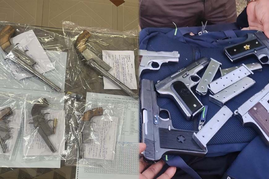 अवैध हथियारों की तस्करी करने वाले पांच आरोपी चढ़े पुलिस के हत्थे