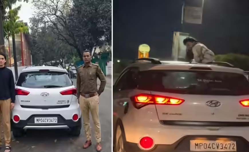 श्रेष्ठ परमार का जानलेवा स्टंट: नेशनल बैडमिंटन खिलाड़ी ने कार की छत पर किया खतरे का खेल, भोपाल पुलिस ने दर्ज की FIR
