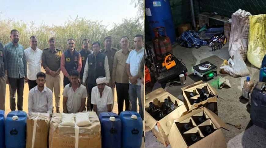 जालोर में एमडी फैक्ट्री का भंडाफोड़, 50 किलो ड्रग्स बनाने लायक 400 लीटर केमिकल बरामद