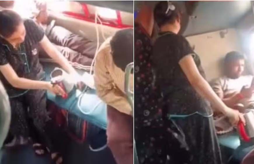 ट्रेन बनी 'किचन', लोअर बर्थ पर चाय बनाने लगी महिला, वीडियो ने शुरू की बहस