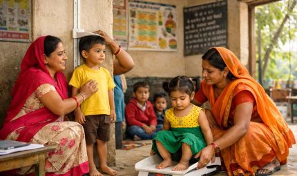 फरवरी में बच्चों की पोषण स्थिति में सुधार, 1.43 करोड़ बच्चों का हुआ परीक्षण