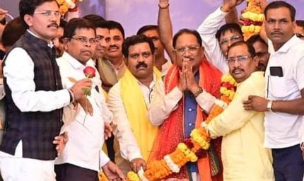 मुख्यमंत्री  साय ने जुनवानी नर्मदा धाम में की पंच कुंडीय  रुद्र महायज्ञ की परिक्रमा