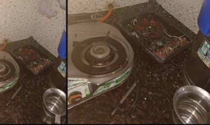 रसोई में बड़ा हादसा टला: इंडक्शन चूल्हा बम की तरह फटा, कांच के टुकड़े उड़कर बिखरे