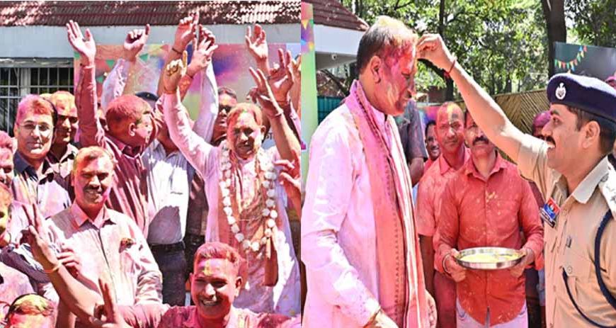 सीएम हाउस में होली के रंगों की बौछार, मुख्यमंत्री विष्णु देव साय ने अधिकारियों-कर्मचारियों संग खेली होली