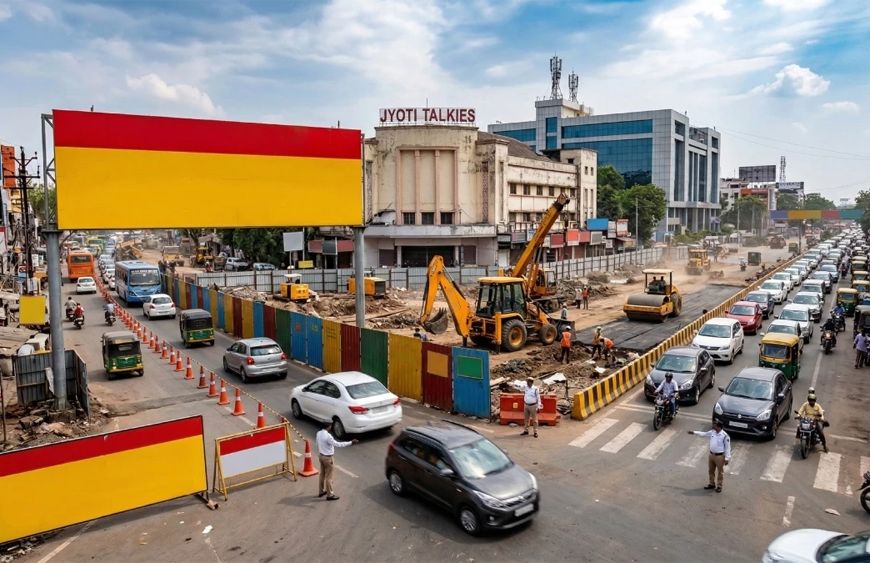 भोपाल में ज्योति टॉकीज–बोर्ड ऑफिस मार्ग पर 3 महीने निर्माण, ट्रैफिक डायवर्जन से बदलेगा रूट