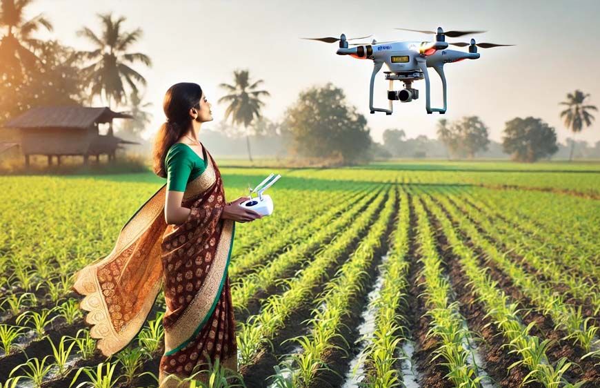 आधुनिक खेती में महिलाओं का बढ़ता कदम, आगर की रीना बनीं ड्रोन सखी, ड्रोन तकनीक से बदली तस्वीर