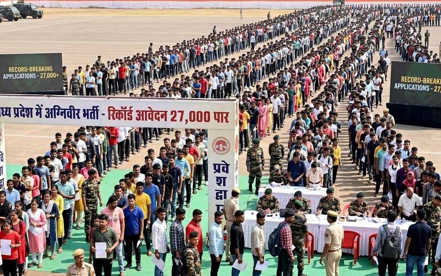 MP में अग्निवीर भर्ती के लिए रिकॉर्ड आवेदन, संख्या 27 हजार के पार