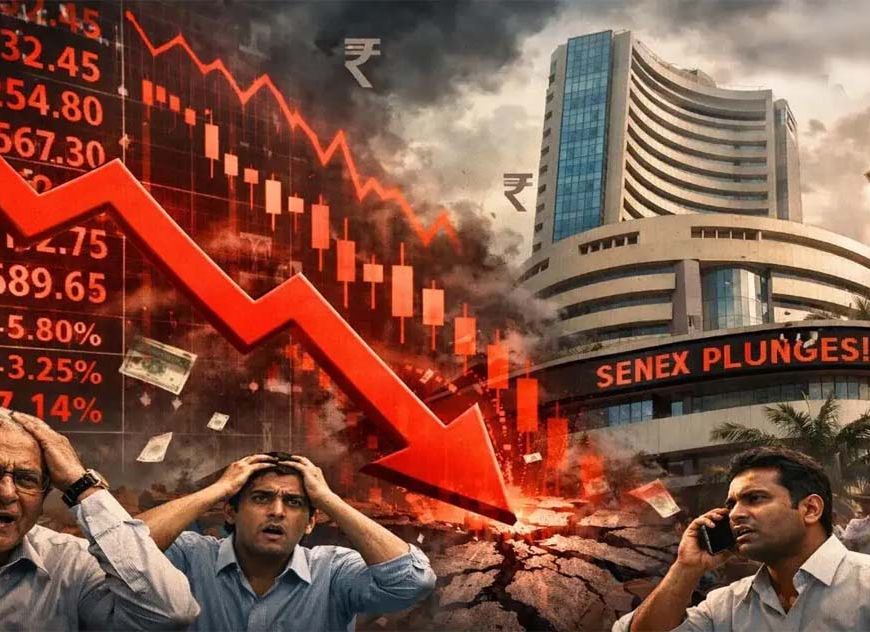 ट्रंप की धमकी का असर: खुलते ही बाजार में 8 लाख करोड़ डूबे, सेंसेक्स 1800 अंक लुढ़का