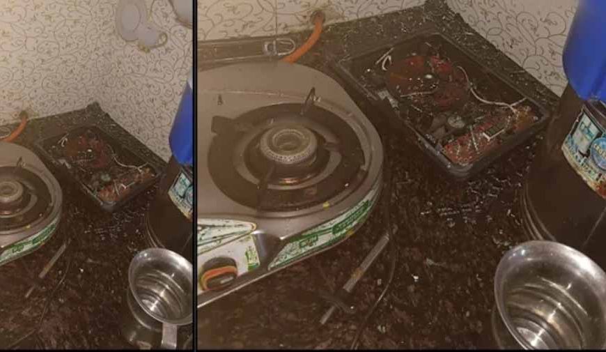 रसोई में बड़ा हादसा टला: इंडक्शन चूल्हा बम की तरह फटा, कांच के टुकड़े उड़कर बिखरे