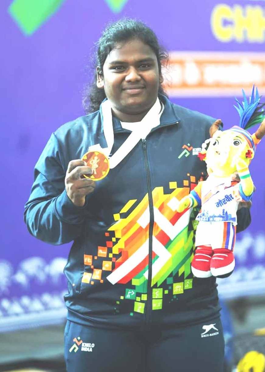 खेलो इंडिया ट्राइबल गेम्स 2026: 86 किलोग्राम भारोत्तोलन में महाराष्ट्र की साक्षी बुरकुले ने जीता स्वर्ण