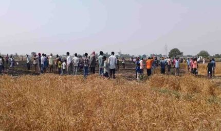 चंदौली में गेहूं की फसल पर आग का तांडव, 10 बीघा से अधिक खेत जलकर राख