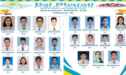स्वर्णिम उपलब्धि: बाल भारती पब्लिक स्कूल, सीपत ने रचा सफलता का नया इतिहास