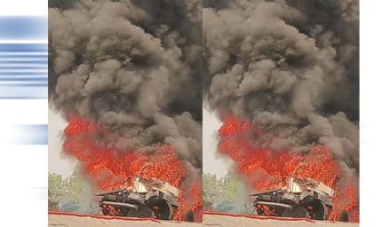 सकरी नेशनल हाईवे पर खड़े ट्रेलर में लगी भीषण आग, मचा हड़कंप