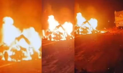 मिर्जापुर में ट्रक के ब्रेक फेल, बोलेरो को मारी टक्कर, 9 लोग जिंदा जलकर मरे