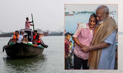 पीएम मोदी ने हुगली नदी में नाव की सवारी की, नाव चलाने वाले को गले लगाकर ₹1000 दिए; 5 दिन पहले खाया था झालमुड़ी