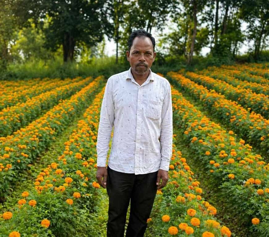 फूलों की खुशबू से महकी किस्मत ईश्वरचरण पैकरा का