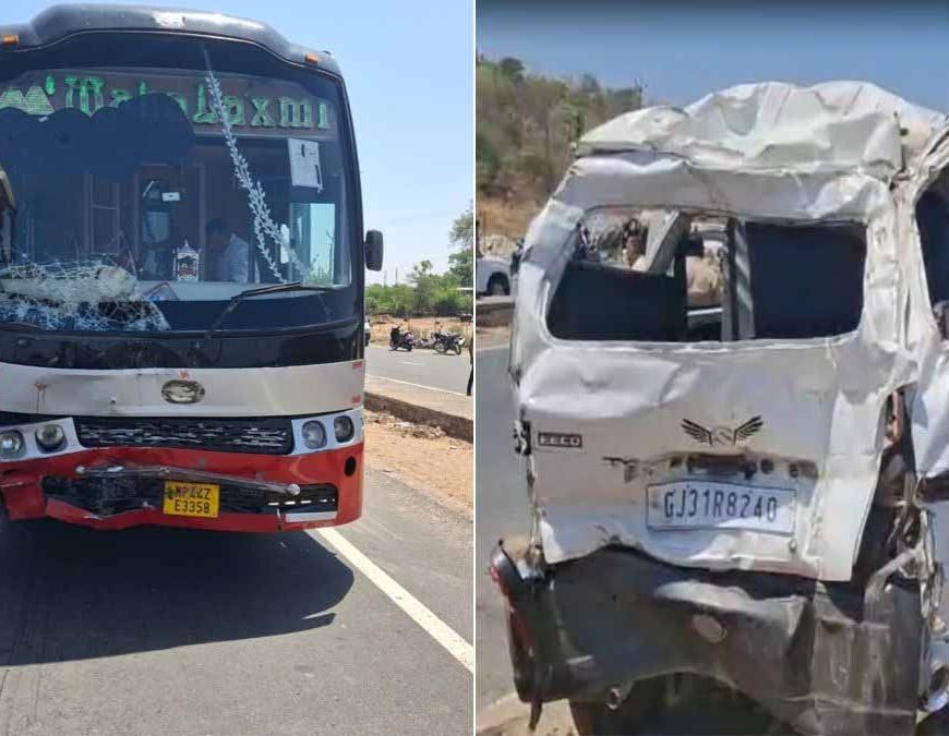 साबरकांठा में निजी बस ने यात्री वैन को टक्कर मारी, छह की मौत और आठ घायल