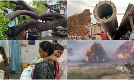 शिवपुरी में आंधी का कहर: प्ले ग्राउंड की बाउंड्री गिरी, 5 दबे, छत से गिरीं महिला व युवती