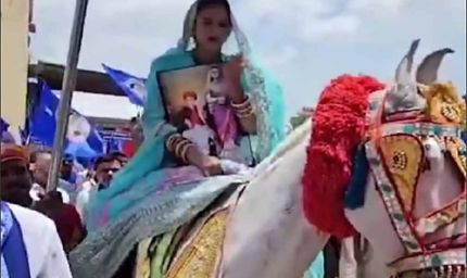 उदयपुर में दुल्हन का अनोखा विरोध, घोड़ी पर बैठकर कलेक्ट्रेट पहुंची पूजा मेघवाल