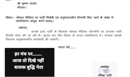 बीजेपी में बढ़ा सियासी घमासान: कृष्णा घाड़गे को नोटिस, ‘बालक बुद्धि नेता’ पोस्ट पर कार्रवाई