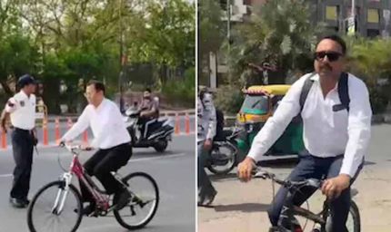 जयपुर में साइकिल से हाईकोर्ट पहुंचे जस्टिस समीर जैन, ईंधन बचत की मुहिम को मिला समर्थन