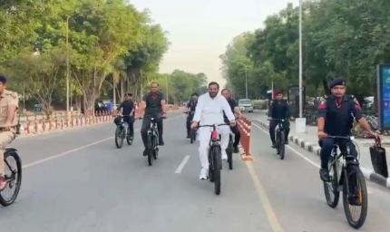 चंडीगढ़ की सुखना लेक पर हरियाणा CM का साइकिल सफर, फिटनेस और पर्यावरण का दिया संदेश