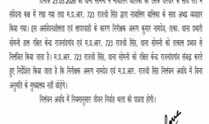 CG के थाने में नाबालिग से अभद्रता पर बड़ा एक्शन, TI और महिला हेड कांस्टेबल सस्पेंड