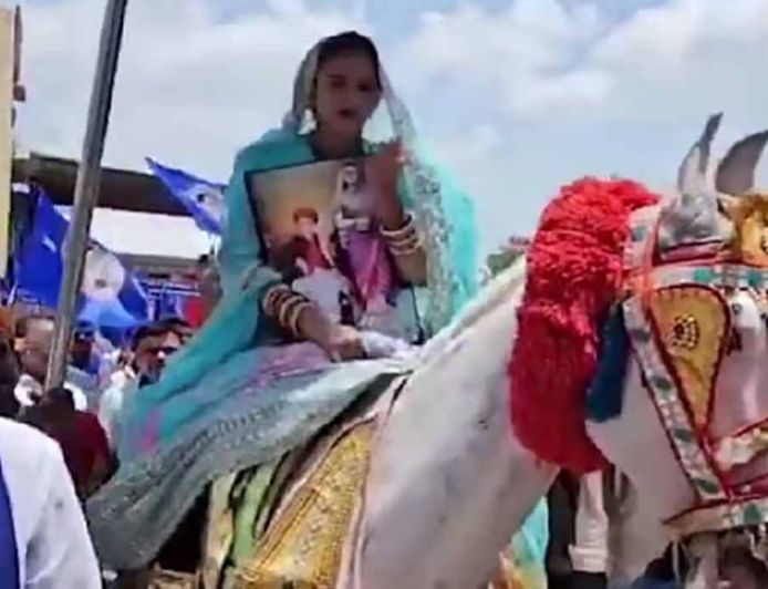 उदयपुर में दुल्हन का अनोखा विरोध, घोड़ी पर बैठकर कलेक्ट्रेट पहुंची पूजा मेघवाल